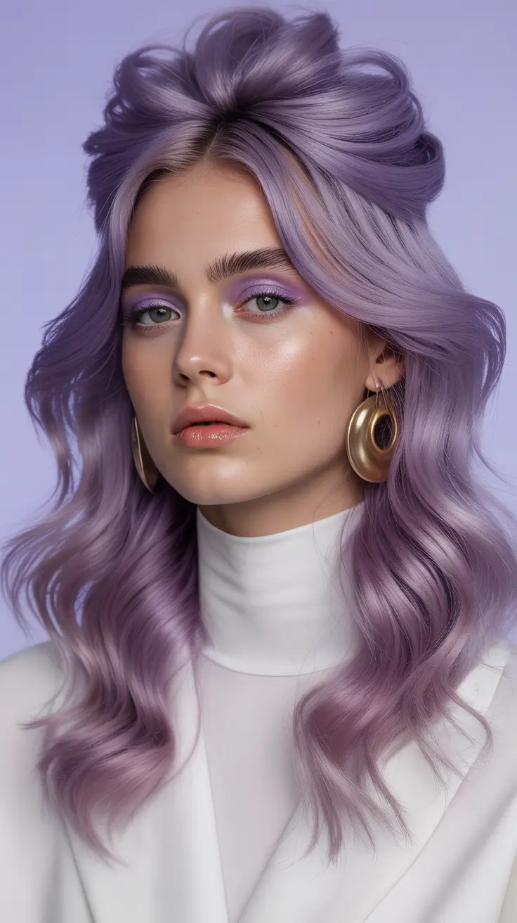 purple hair color 2026 Glamorous Purple Waves