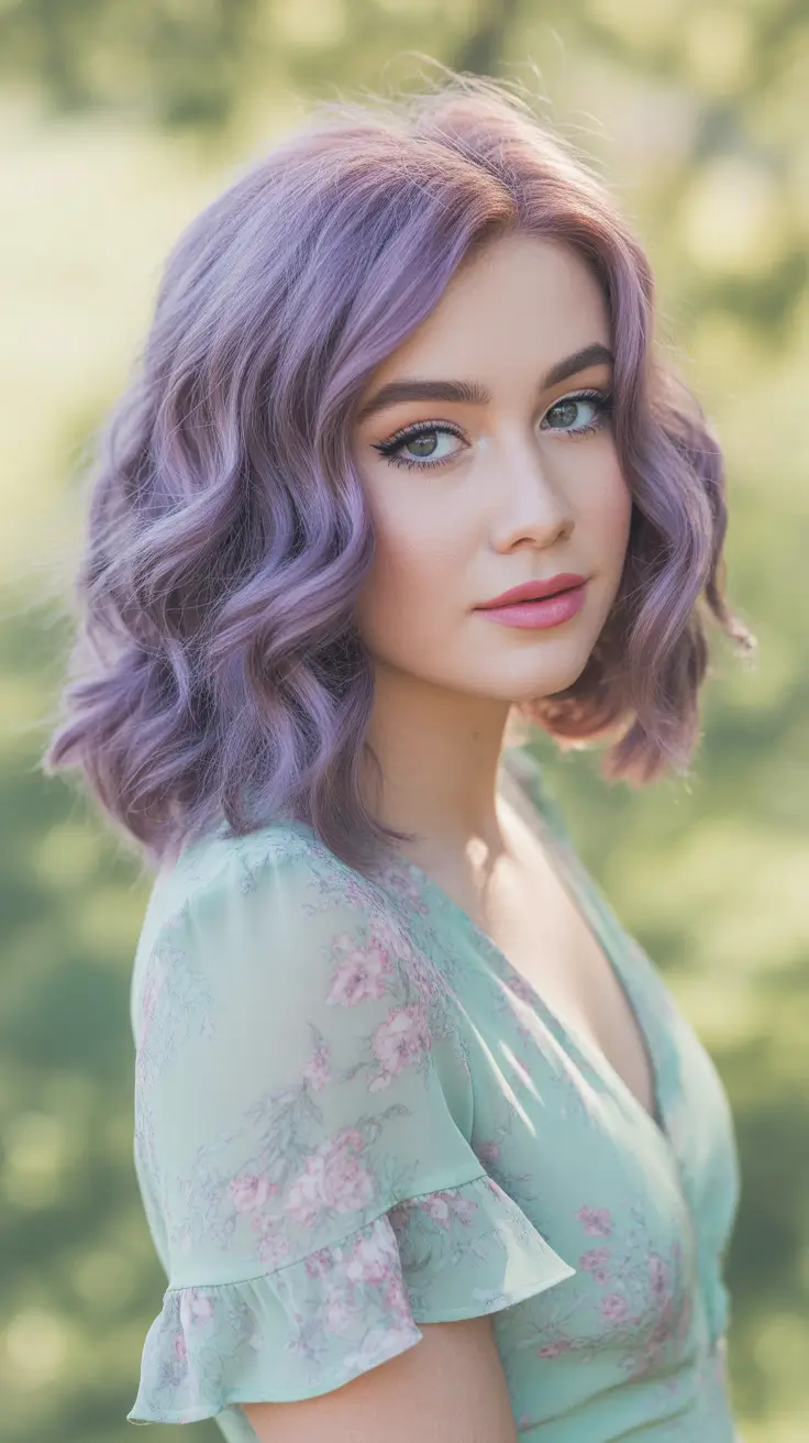 purple hair color 2026 Pastel Lavender Bob