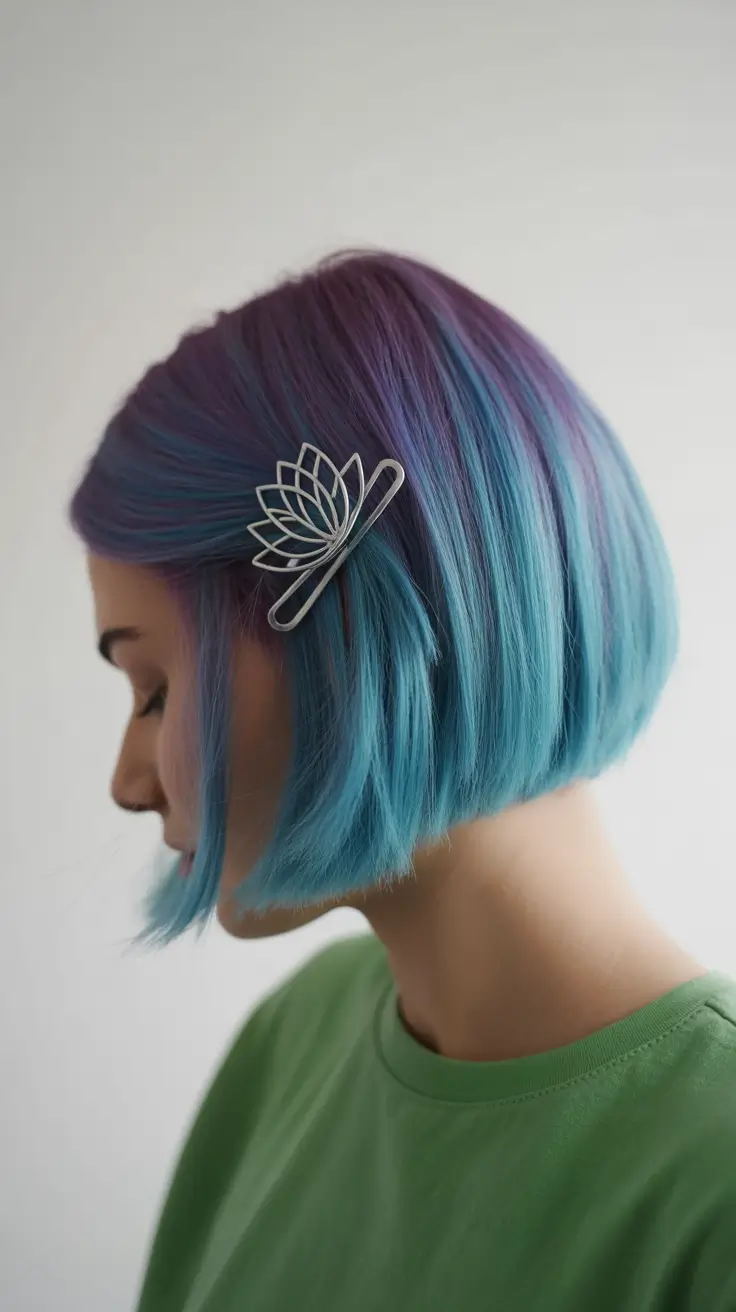 purple hair color 2026 Blue and Purple Bob