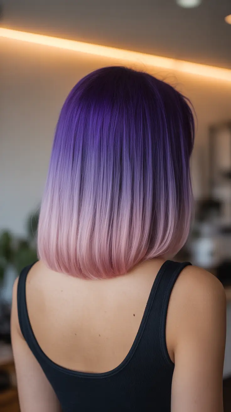 purple hair color 2026 Ombre with Pink