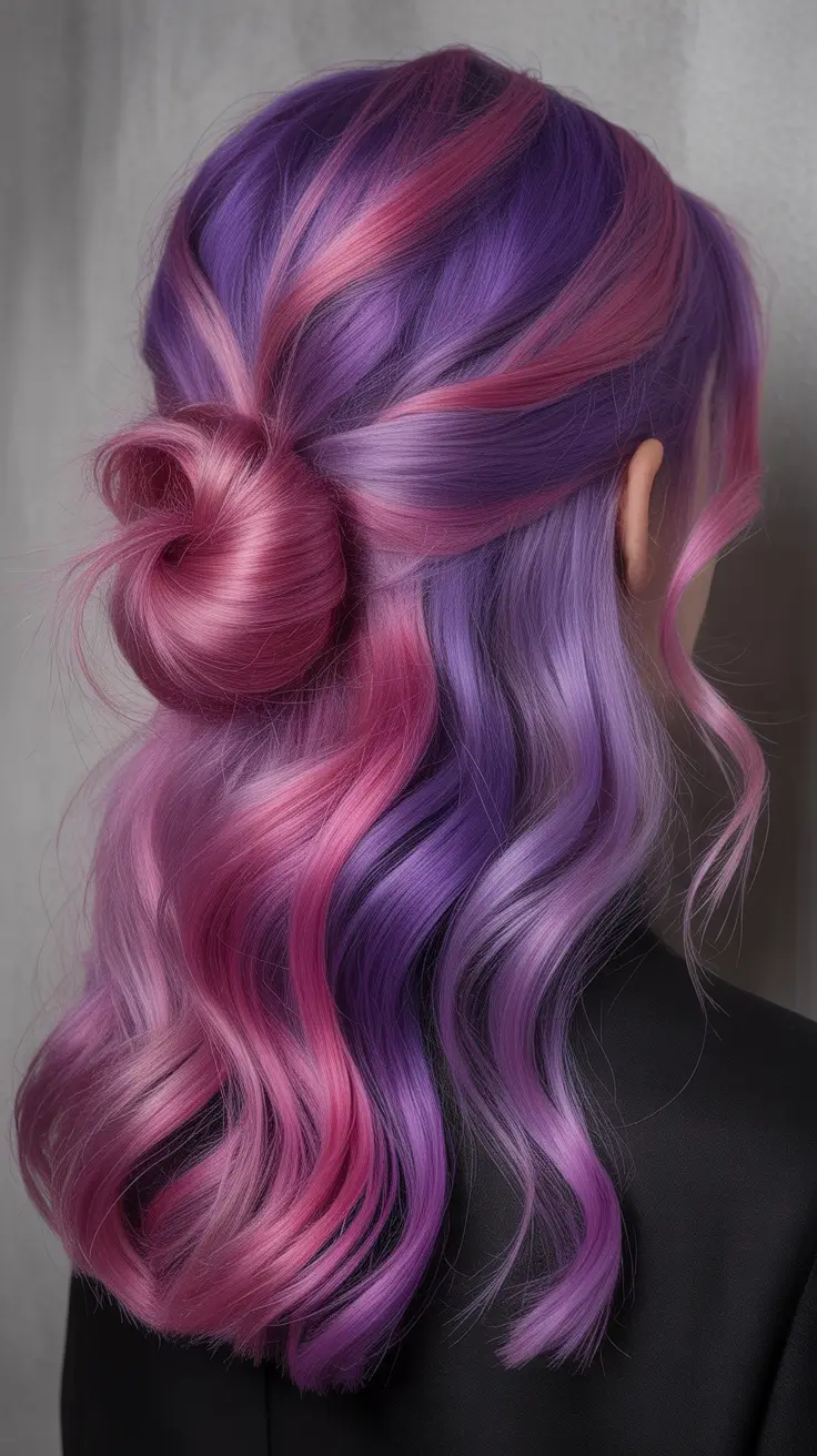 purple hair color 2026 Purple and Pink Waves