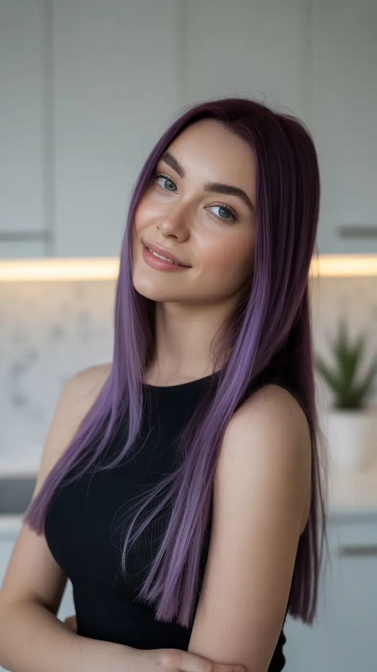 purple hair color 2026 Long Radiant Purple