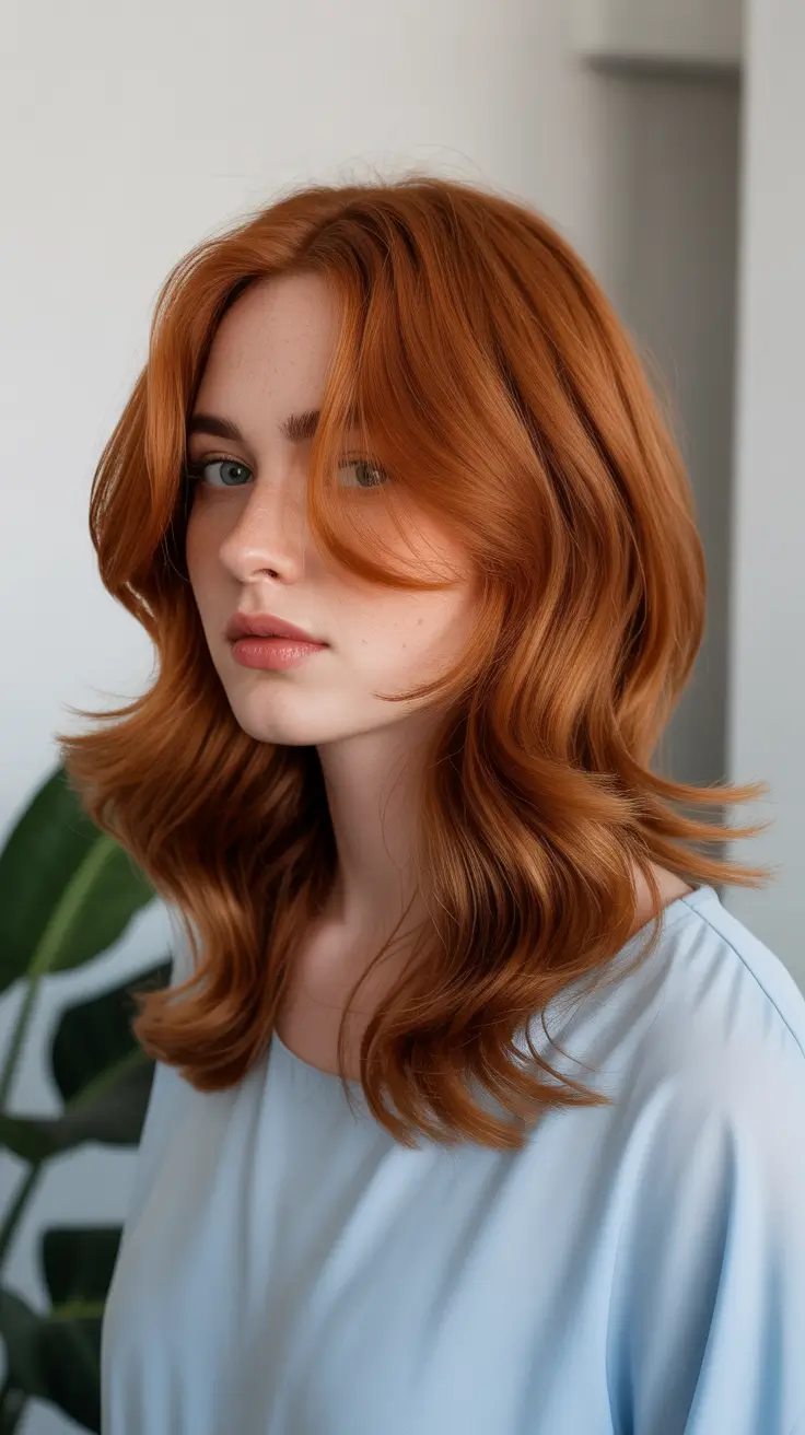 haircut for round face 2026 Copper Waves Revival