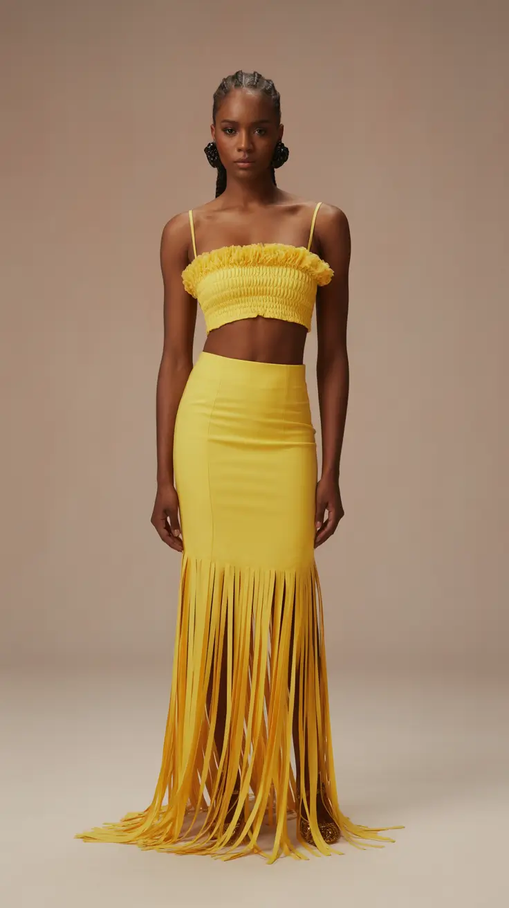 skirt outfits 2026 Sunny Fringe Movement