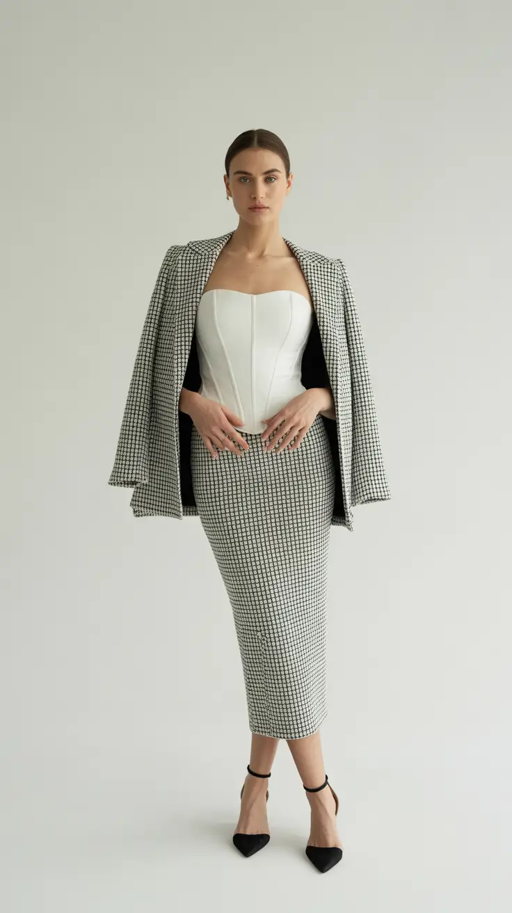 skirt outfits 2026 Polished Structure with Modern Monochrome