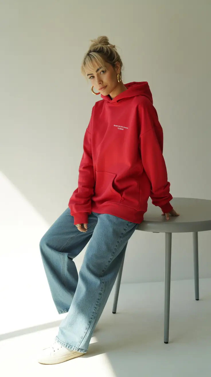 hoodie outfits 2026 Red Hoodie