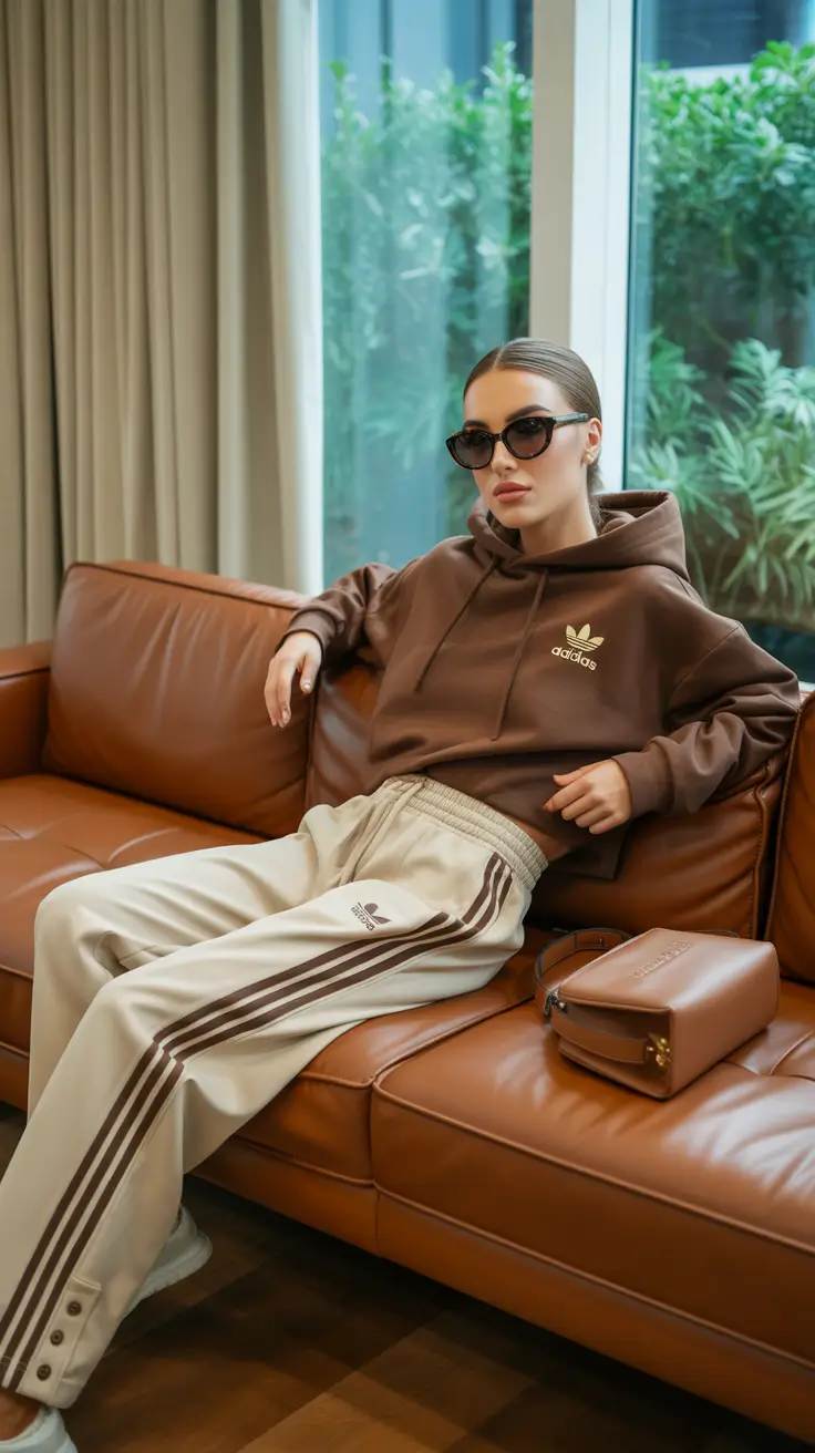 hoodie outfits 2026 Brown Hoodie and Track Pants