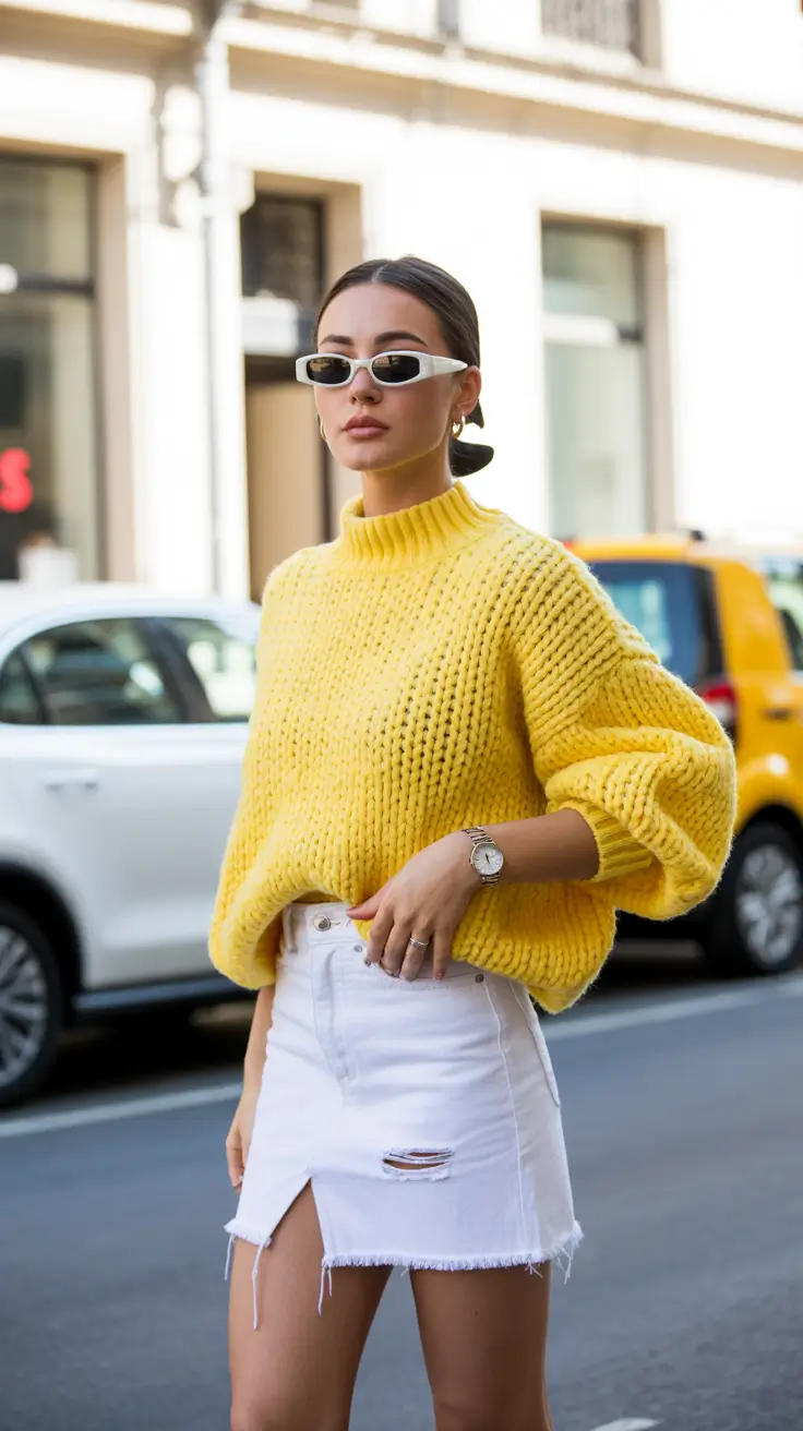 sweater outfits 2026 Sunshine in the City