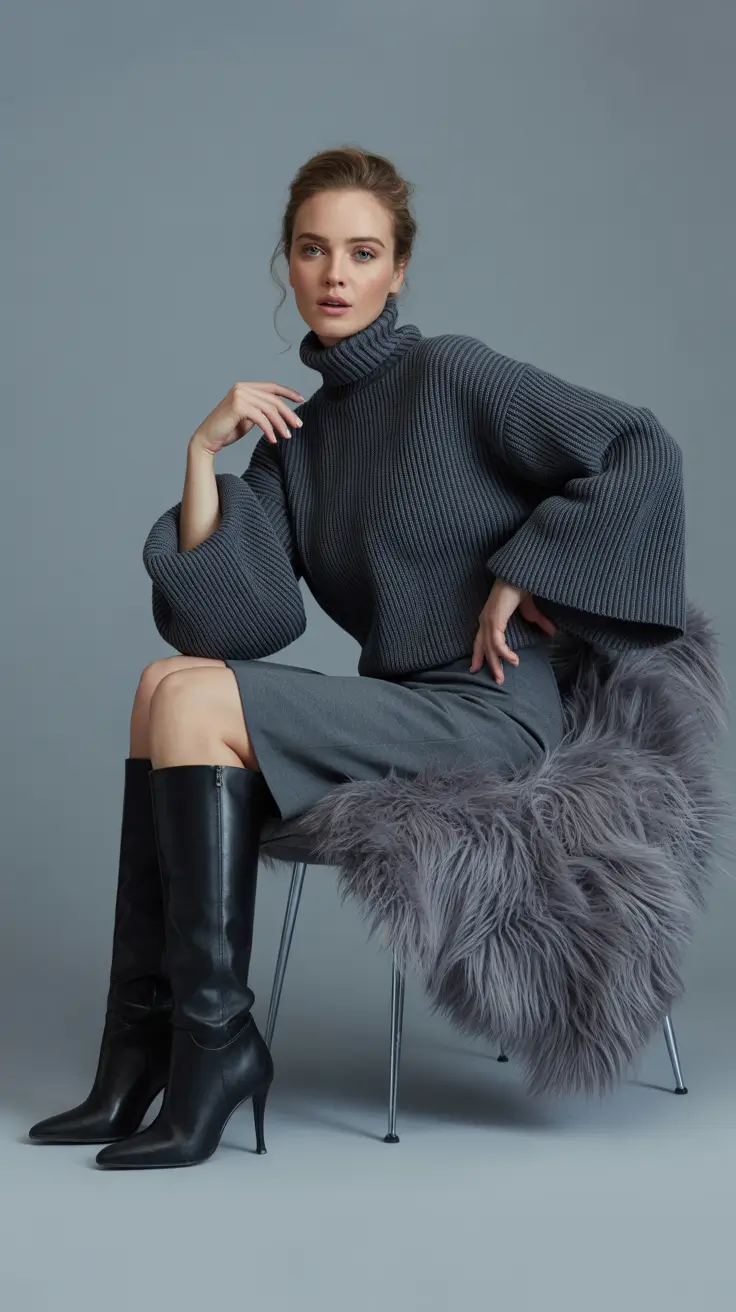 sweater outfits 2026 Monochrome Grace