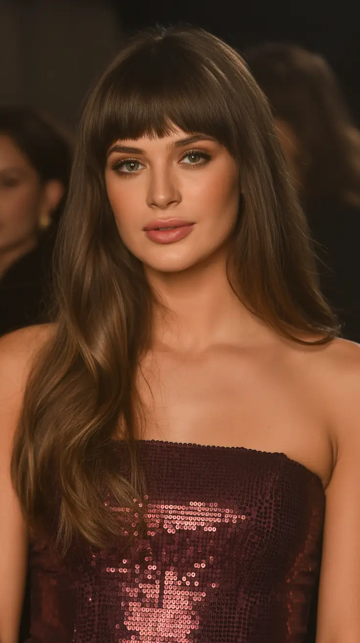 brown hair colors 2026 Soft Curtain Layers with Subtle Mushroom Tones