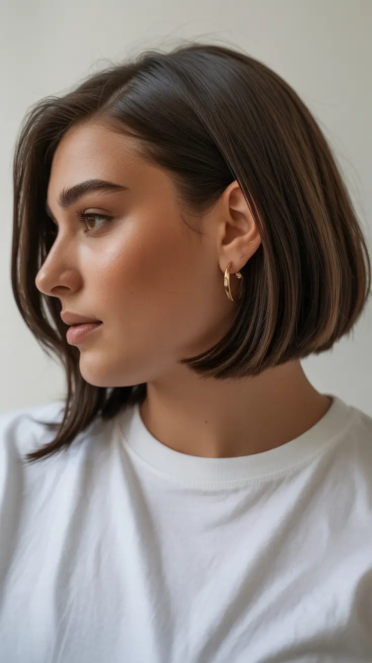 brown hair colors 2026 Classic Espresso Bob with a Modern Edge