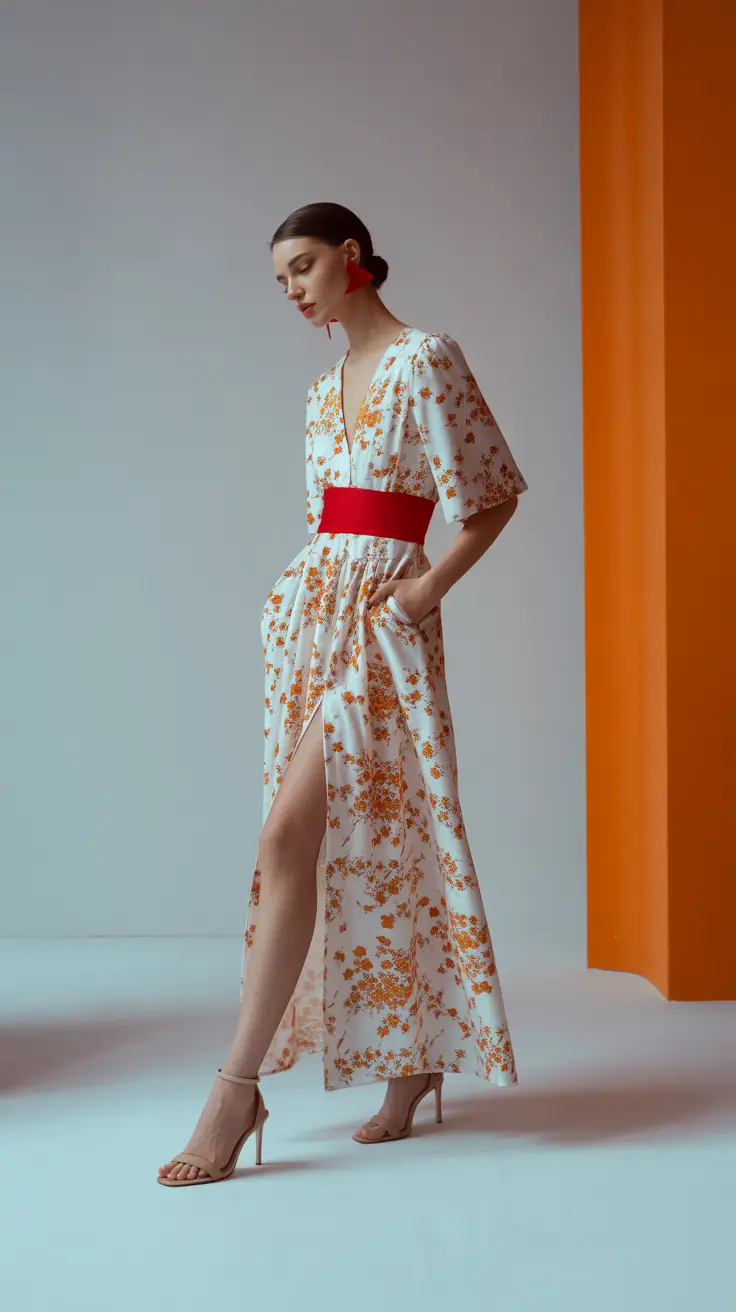 wedding guest outfits 2026 Red-Belt Romance Modern Grace