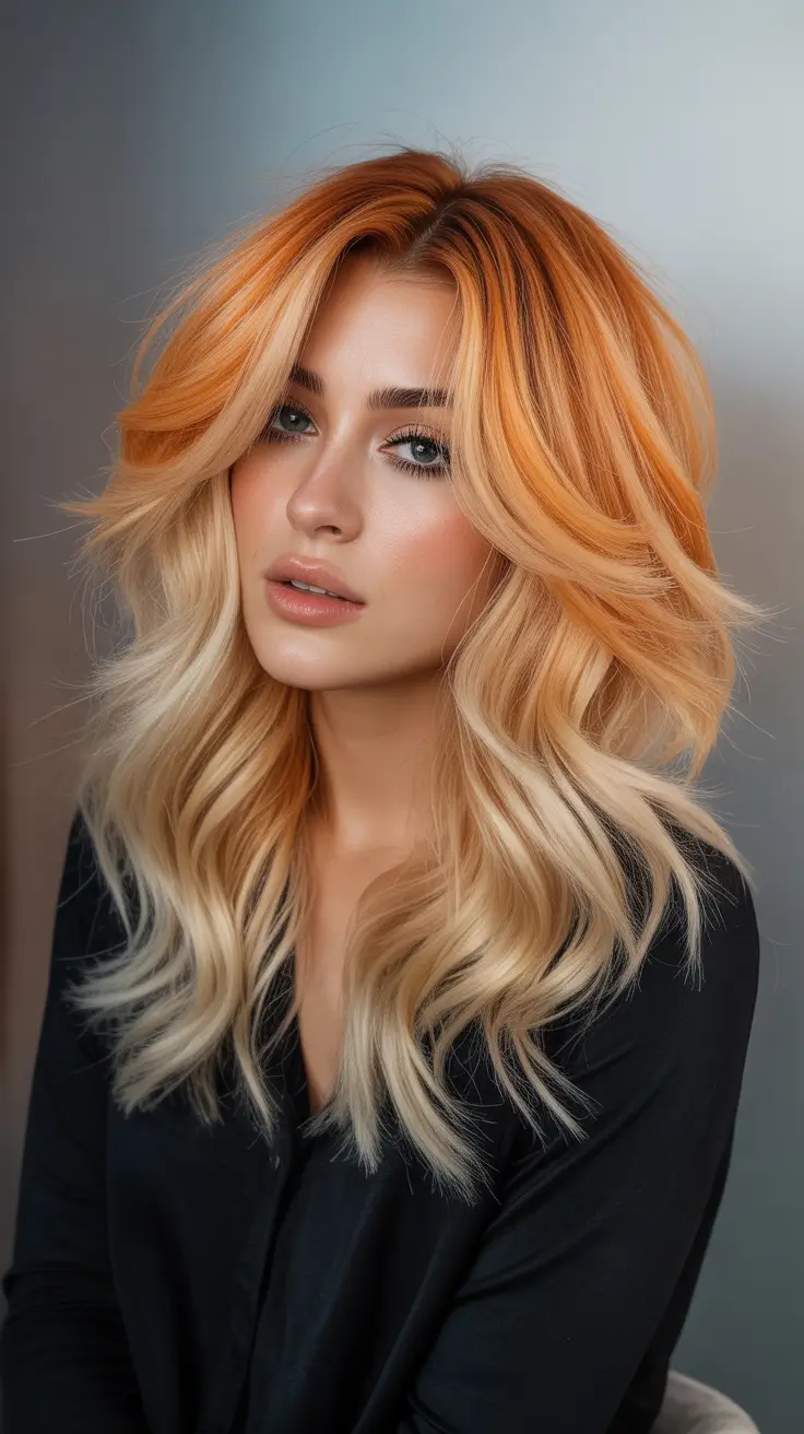 wolf haircut 2026 Peach Glow Layers for Radiant Confidence