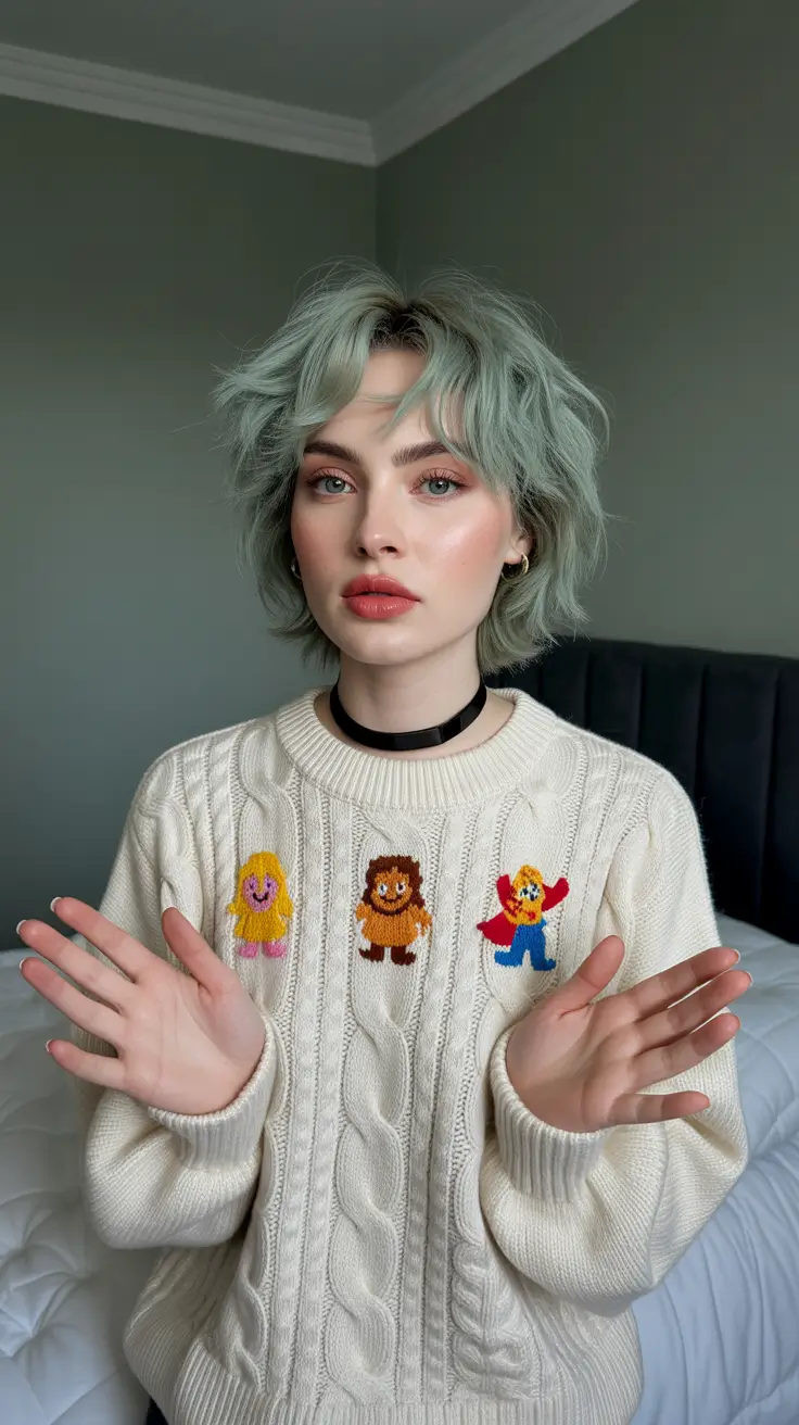 wolf haircut 2026 Mint Pixie Wolf for Playful Hearts