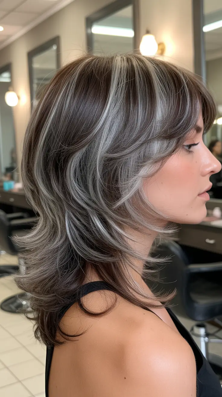 wolf haircut 2026 Silver Highlights with Modern Sophistication
