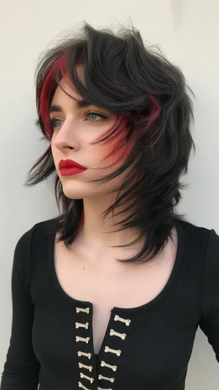 wolf haircut 2026 Red Accents for the Fearless Spirit