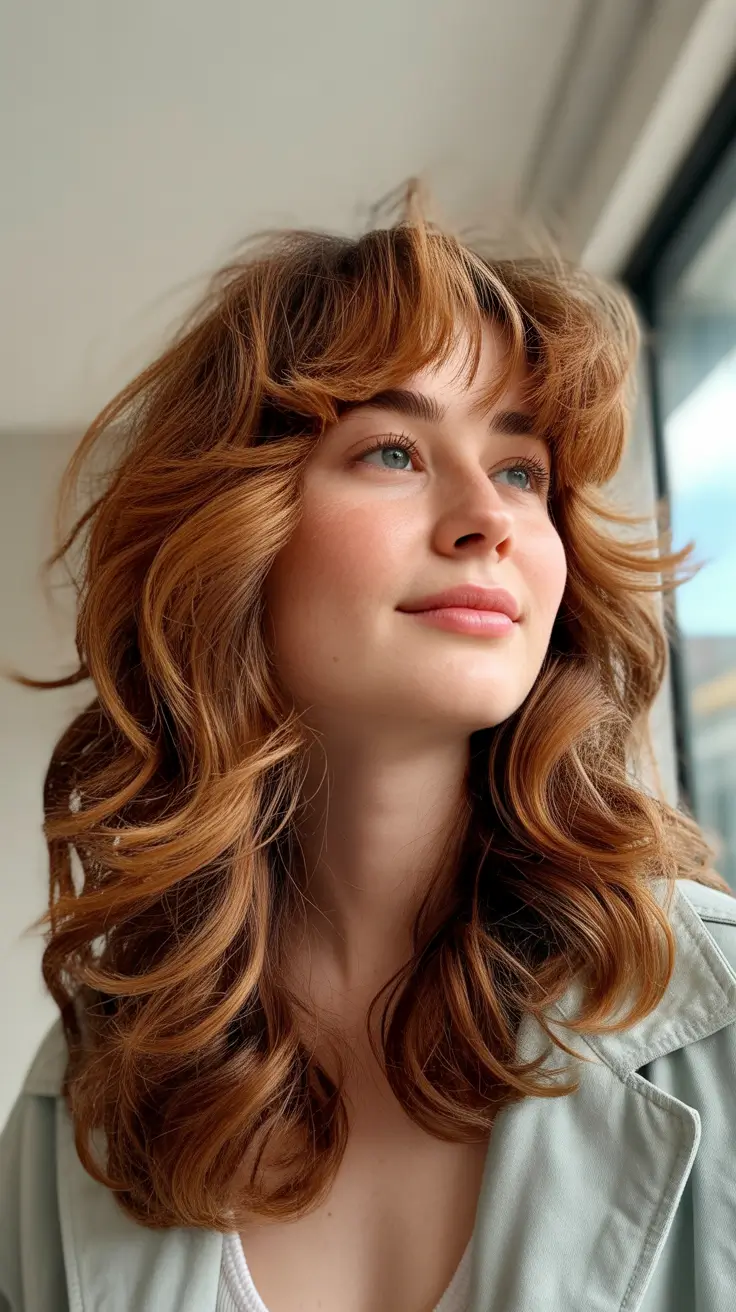 wolf haircut 2026 Warm Auburn Waves for Dreamy Days