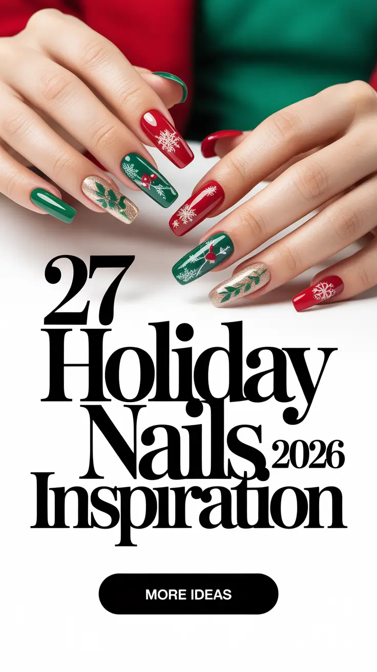Holiday Nails Inspiration 2026 The Prettiest Simple and Festive Nail Ideas for Winter