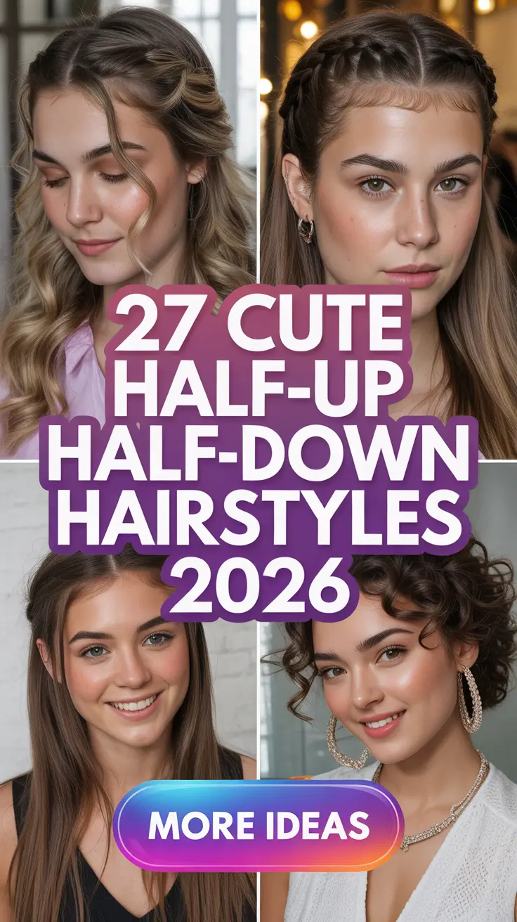 Cute Half Up Half Down Hairstyles 2026 for Effortless and Elegant Looks