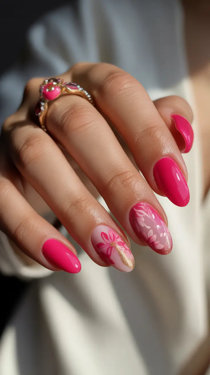 Almond Nails Fresh Ideas 2026 Pink Floral