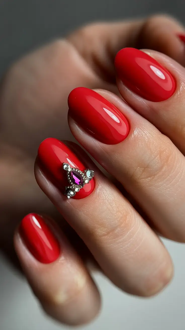 Almond Nails Fresh Ideas 2026 Red Jewel