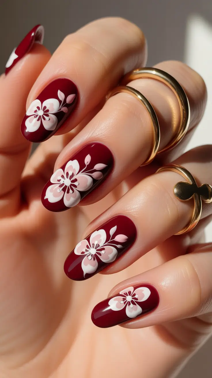 Almond Nails Fresh Ideas 2026 Red Floral
