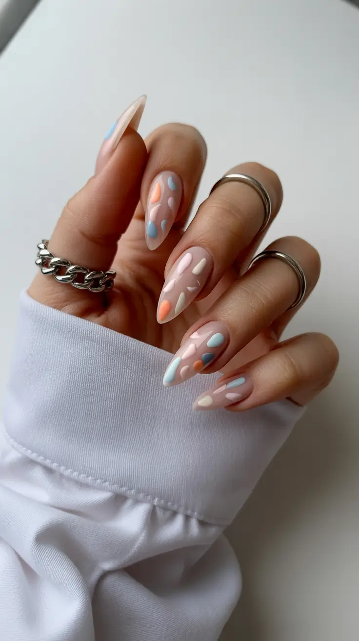 Best Nail Designs 2026 Playful Pastel Abstracts on Almond Nails