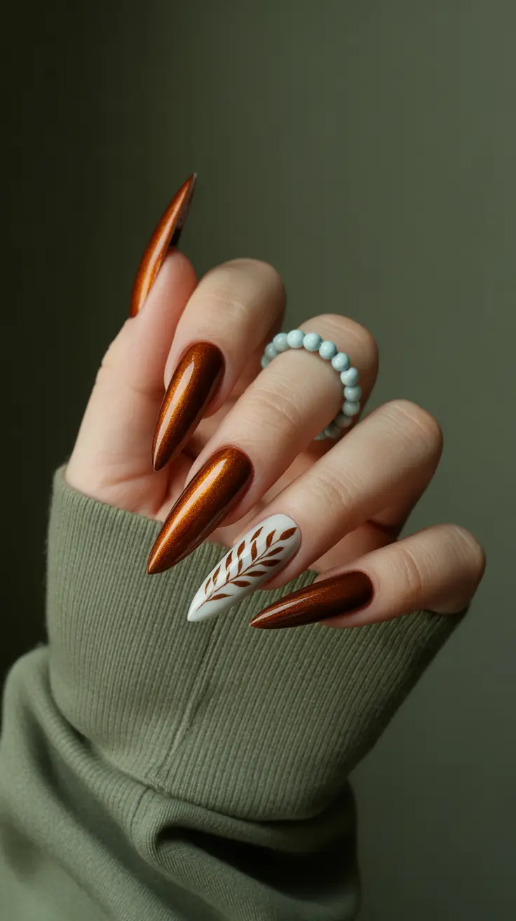 birthday nails 2026 Metallic Bronze Almond Nails for a Bold Birthday Statement