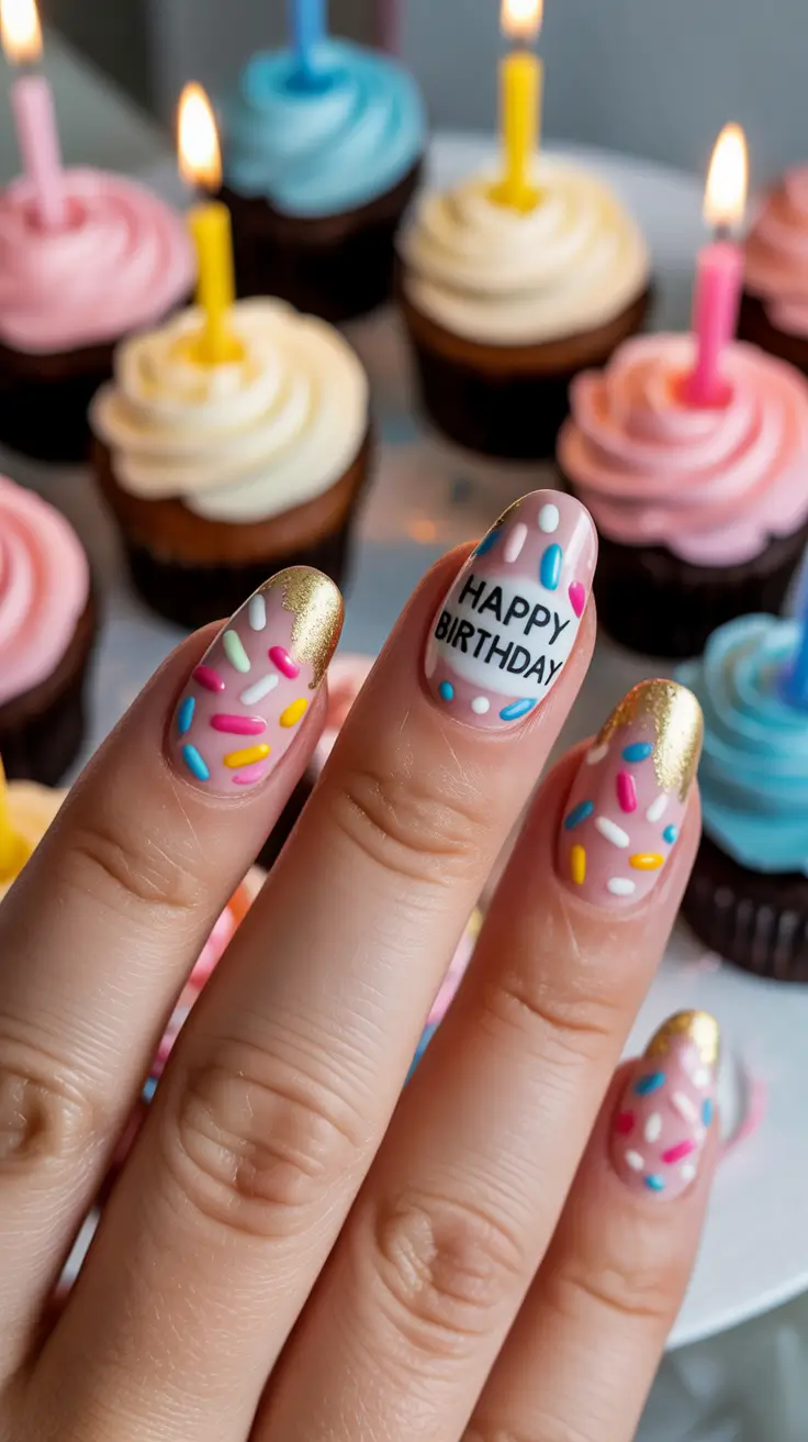 birthday nails 2026 Sprinkle Birthday Nails