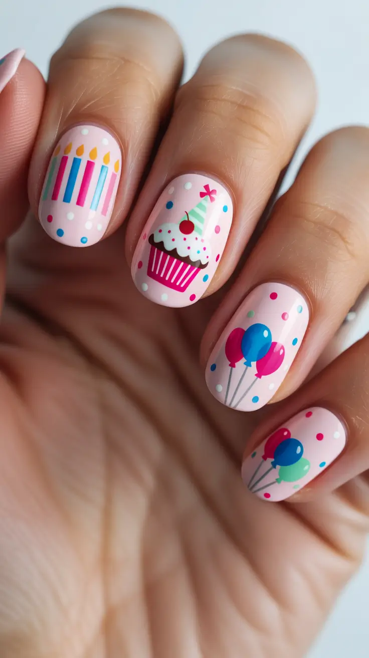 birthday nails 2026 Short Birthday Nails