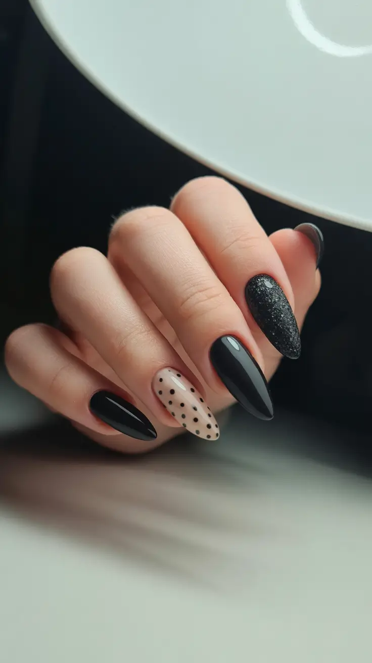 Black Nail Designs 2026 Graphic Black With Soft Neutrals