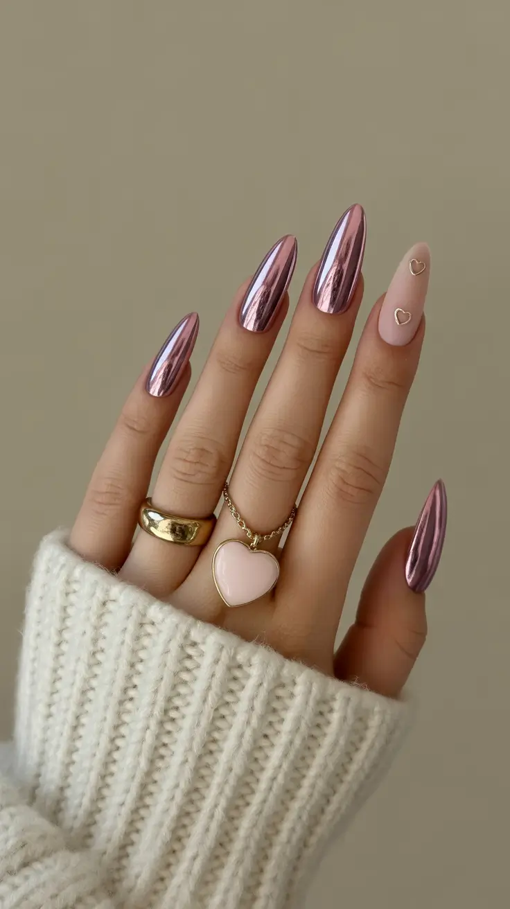 Bright Pink Nails 2026 Chrome Bright Pink With a Soft Nude Accent