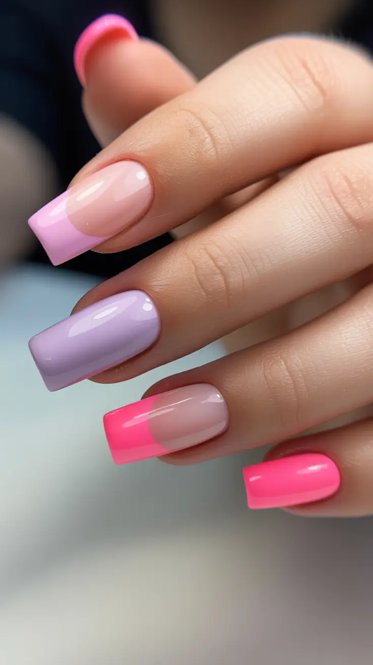 Bright Pink Nails 2026 Pastel Bright Pink French With Soft Color Play