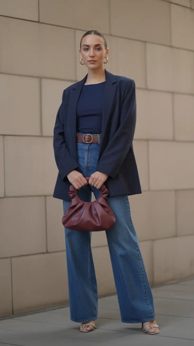 Blazer outfits 2026 - navy blue chic