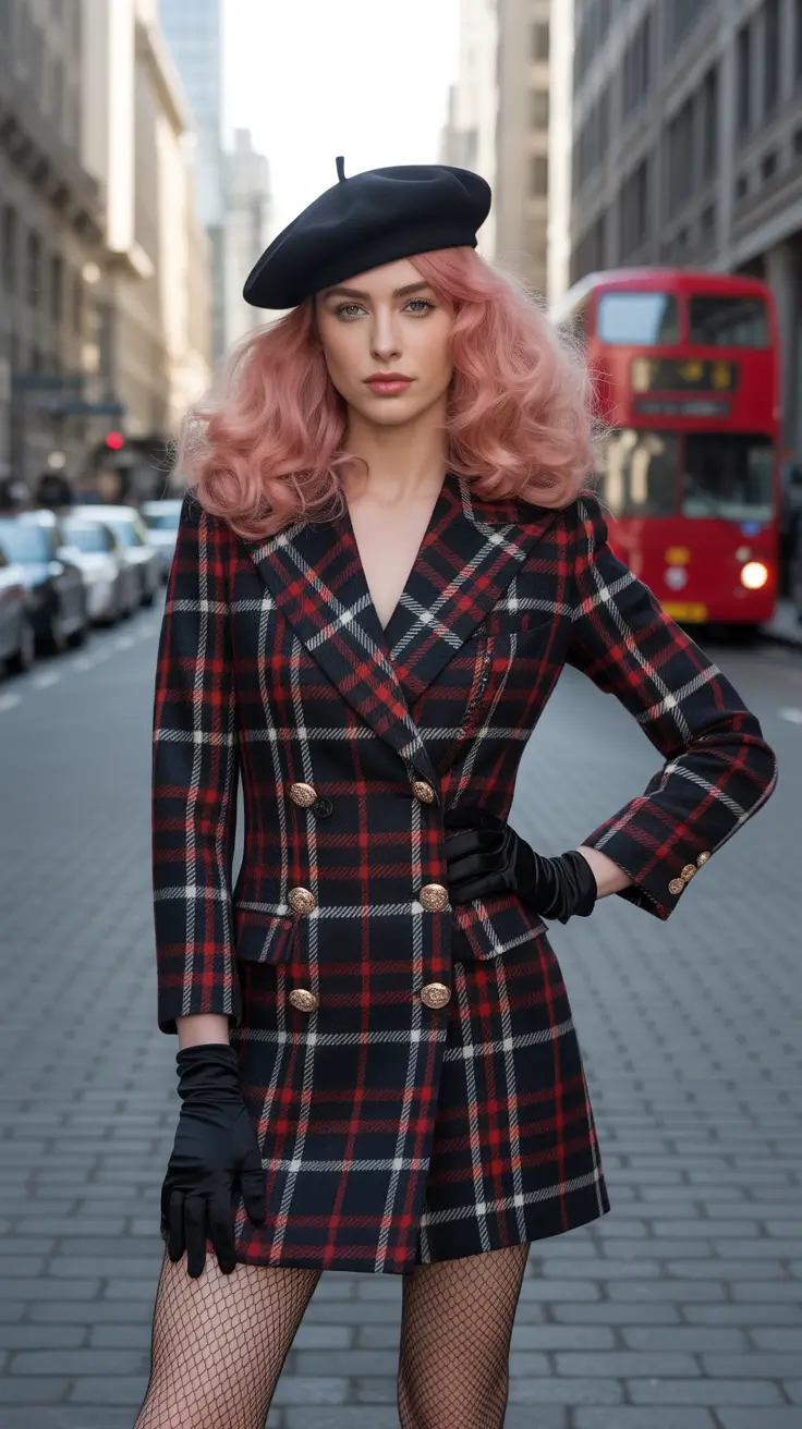 Blazer outfits 2026 - checkered vintage style