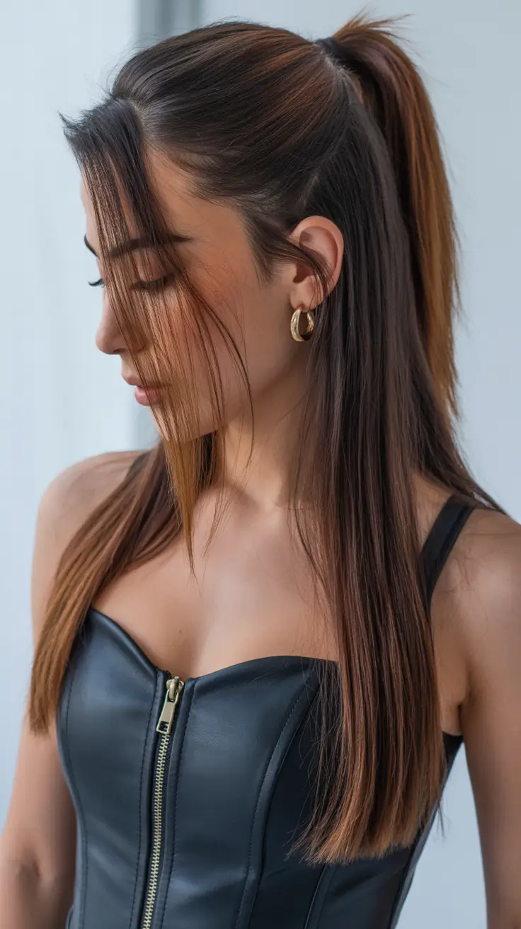 straight hairstyle 2026 Half Up Ponytail