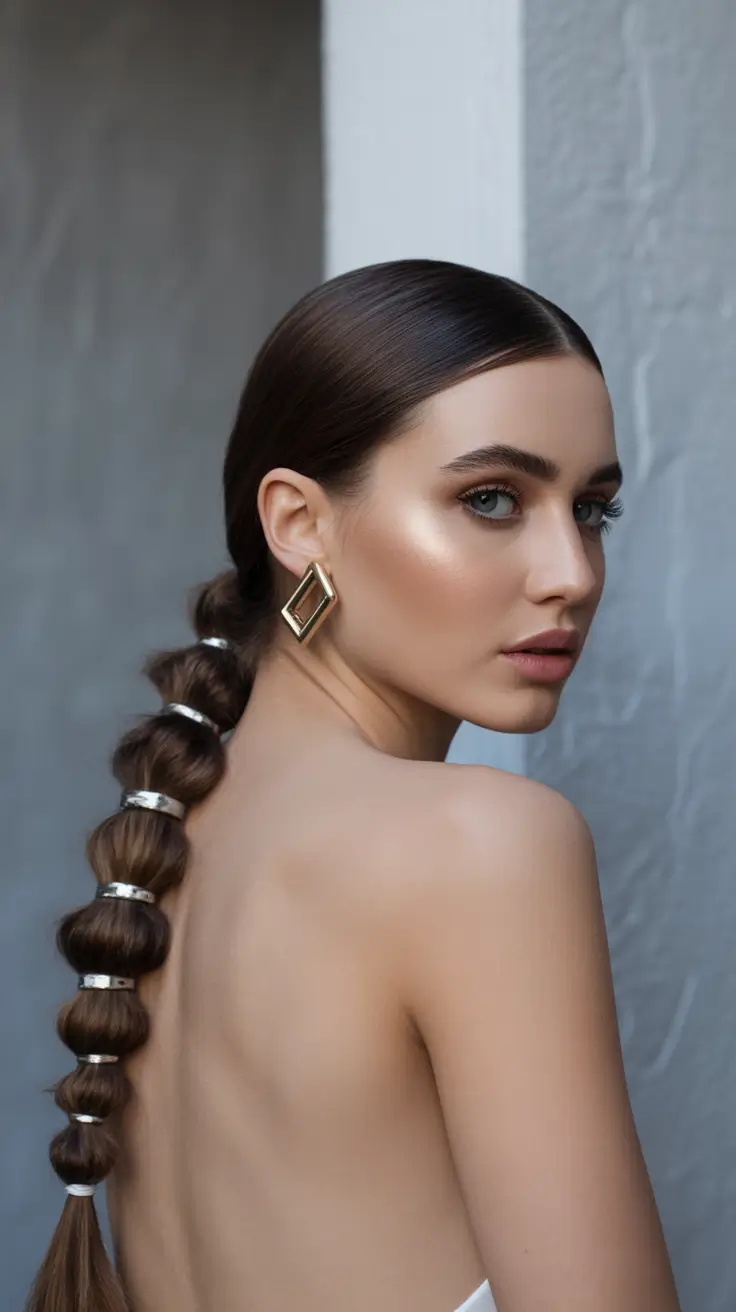 straight hairstyle 2026 Minimal Bubble Braid Elegance