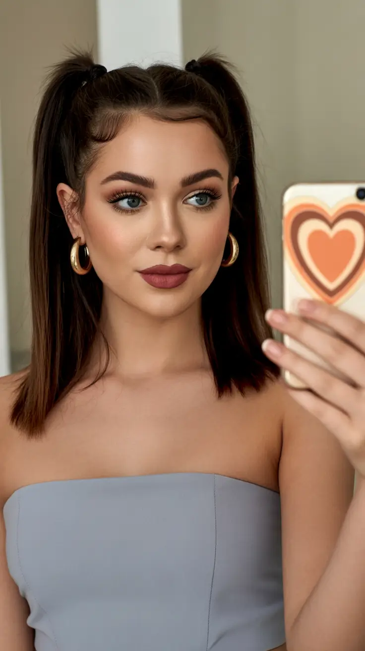 straight hairstyle 2026 Playful Half Up Ponytails With Straight Ends