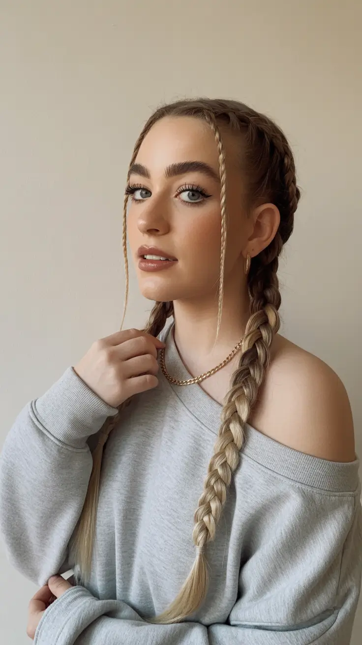 straight hairstyle 2026 Sleek Braided Pigtails