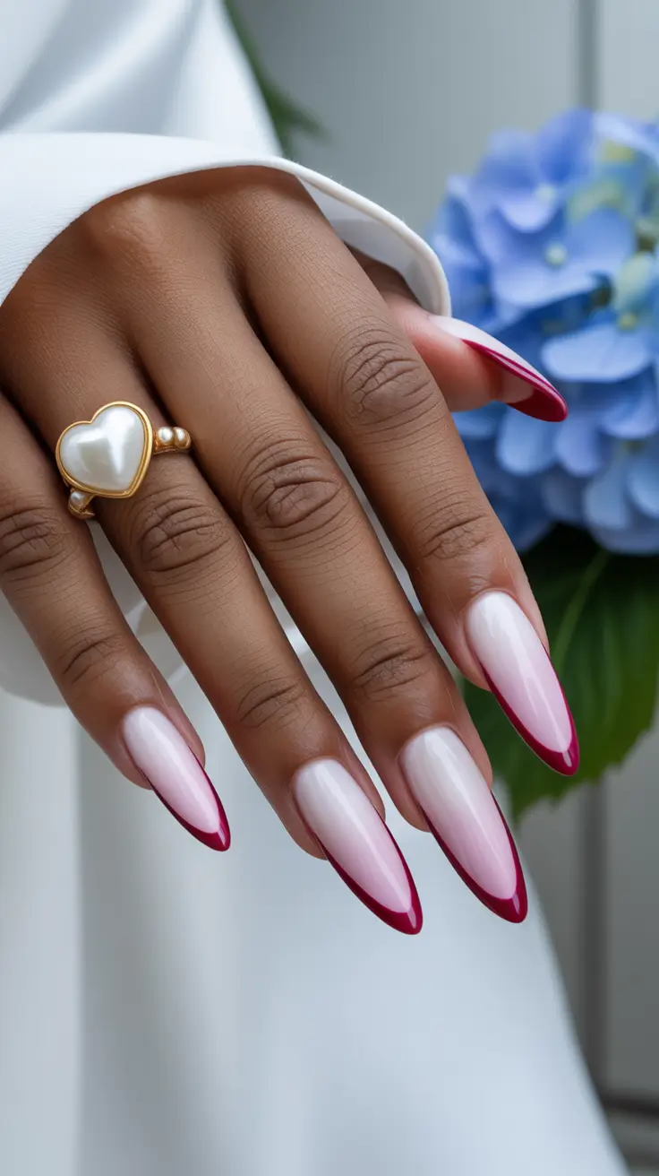 Classy Nails Aesthetic 2026 Red French Almond Nails That Feel Like a Power Move