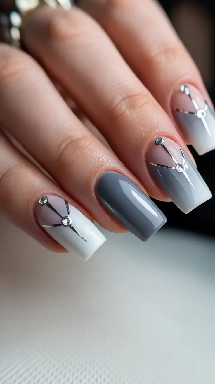 Coffin Shape Nails Ideas 2026 Grey Minimal Coffin