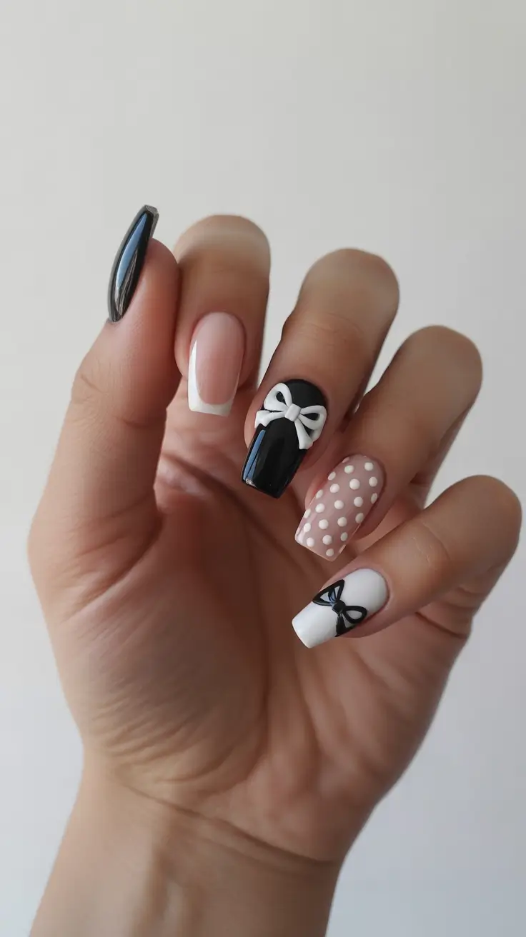 Coffin Shape Nails Ideas 2026 Black White Cute Coffin