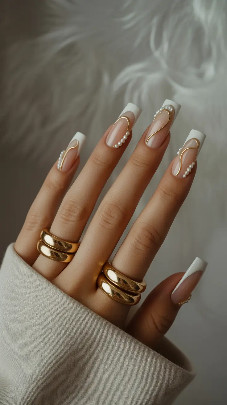 Coffin Shape Nails Ideas 2026 White French Pearl
