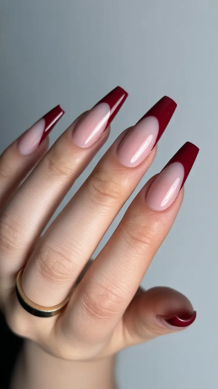 Coffin Shape Nails Ideas 2026 Red French Coffin