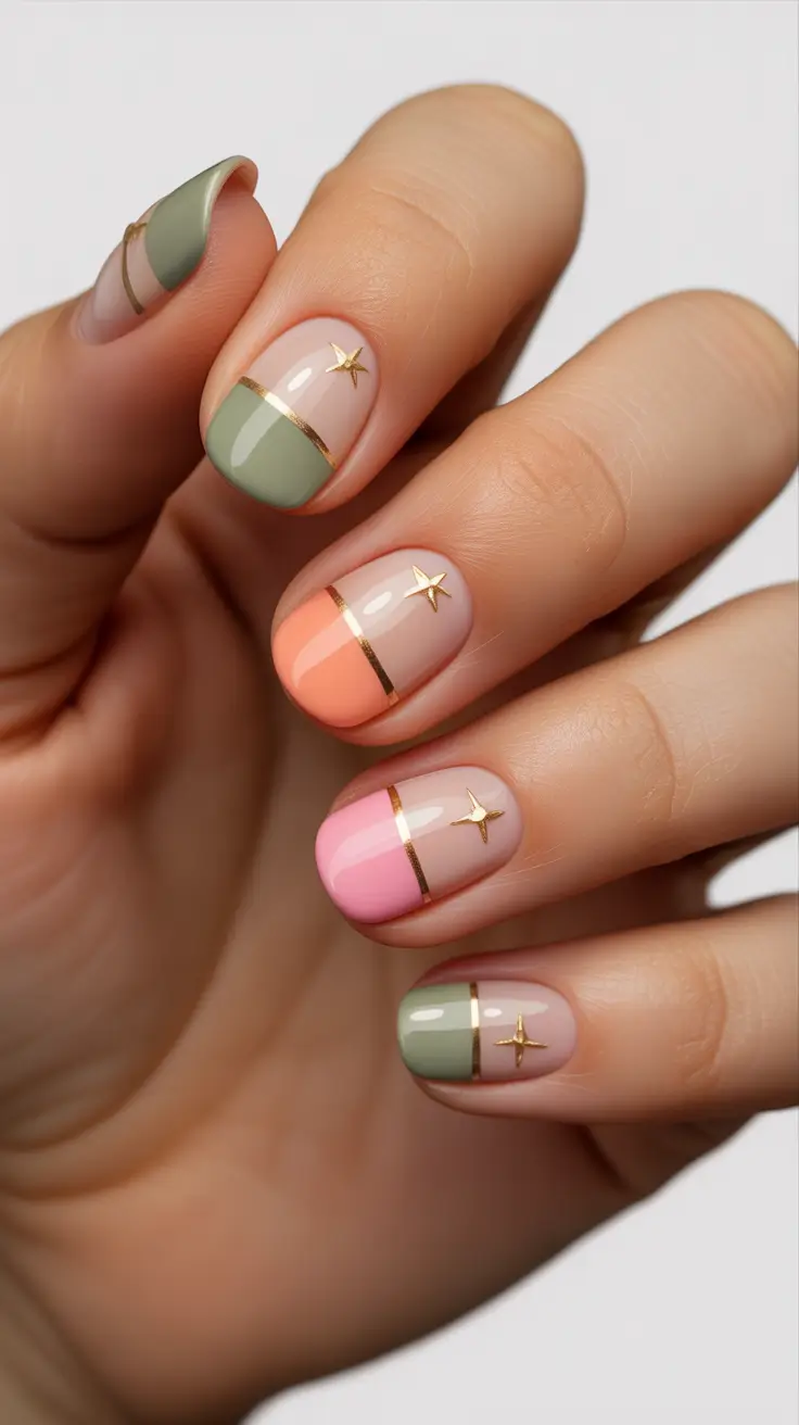 Creative Acrylic Nails 2026 Short Square Stars