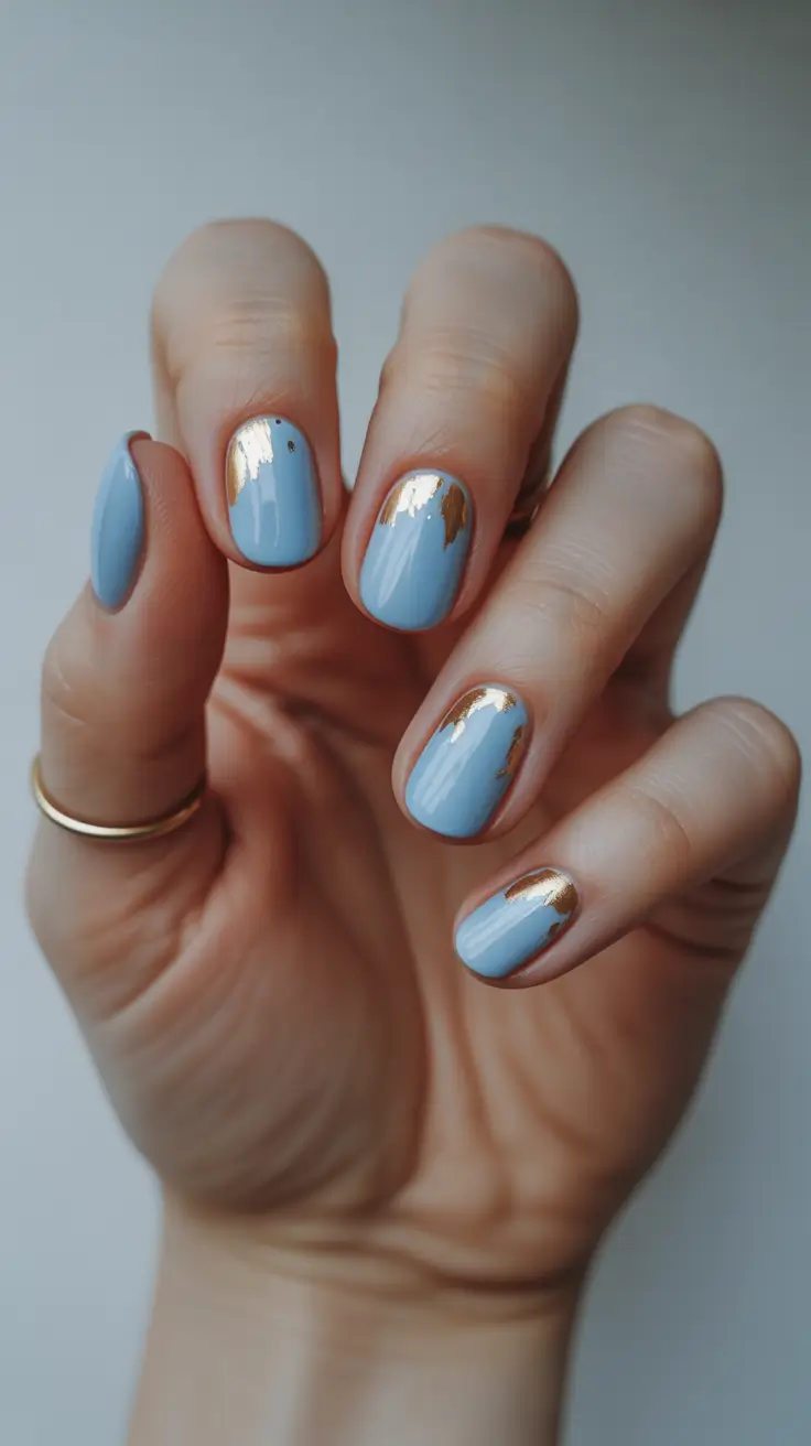 Creative Acrylic Nails 2026 Powder Blue Short