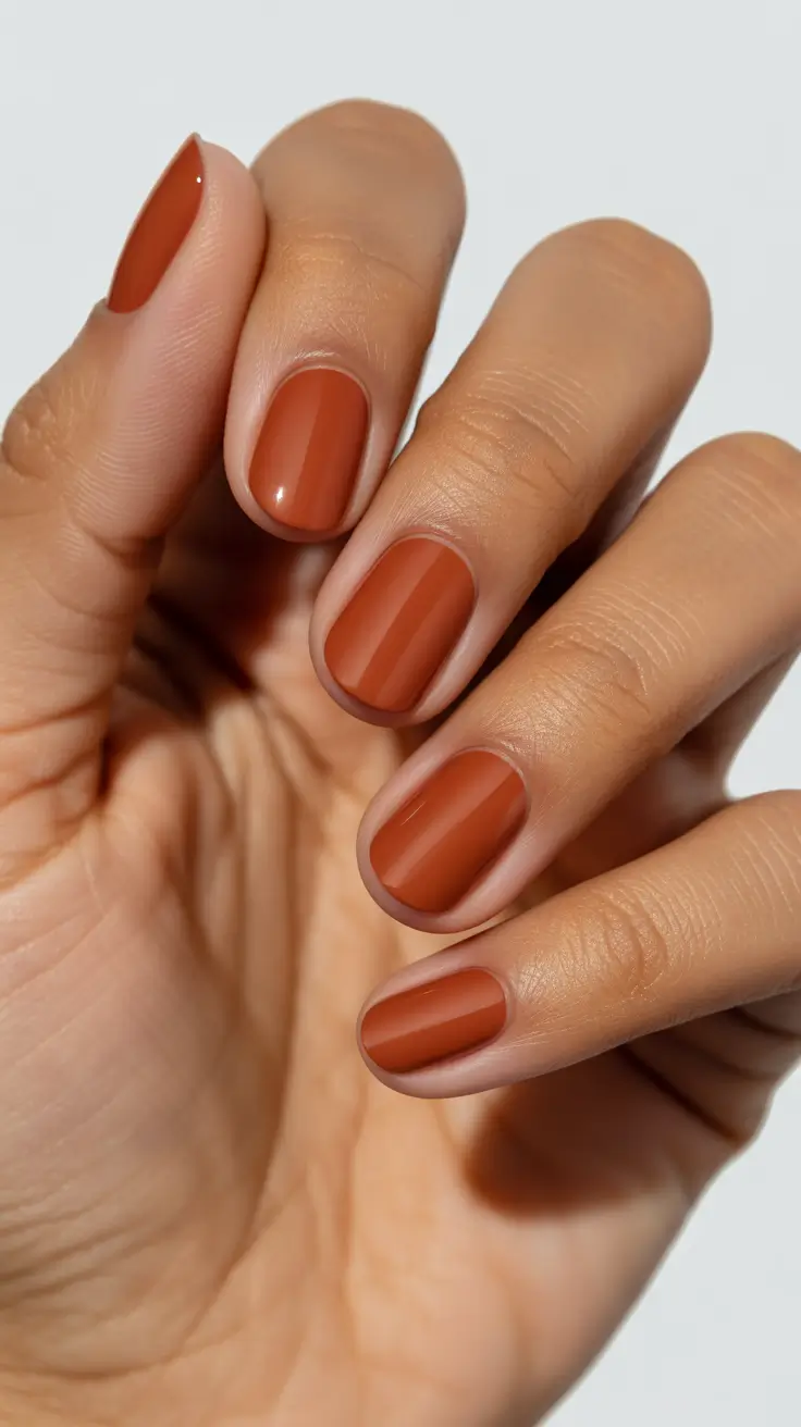 Creative Short Nails 2026 Warm Terracotta Minimalism