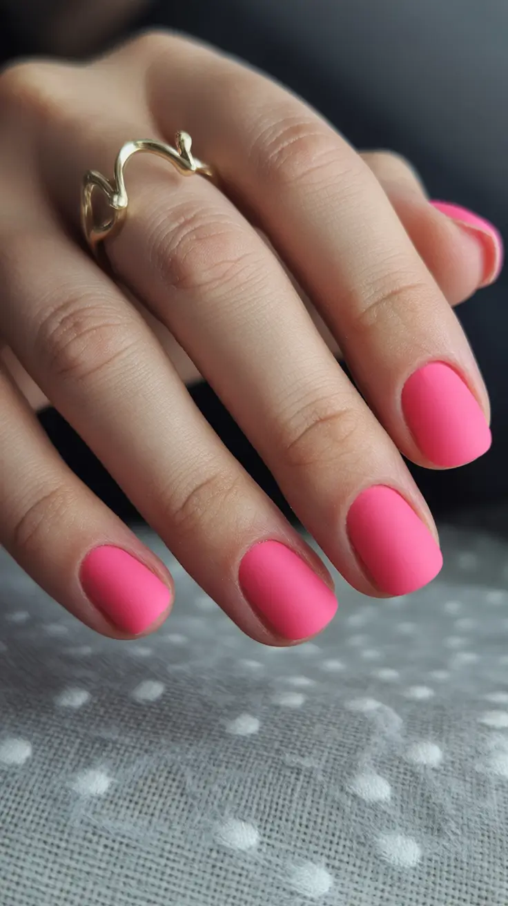 Creative Short Nails 2026 Matte Pink Short Nails