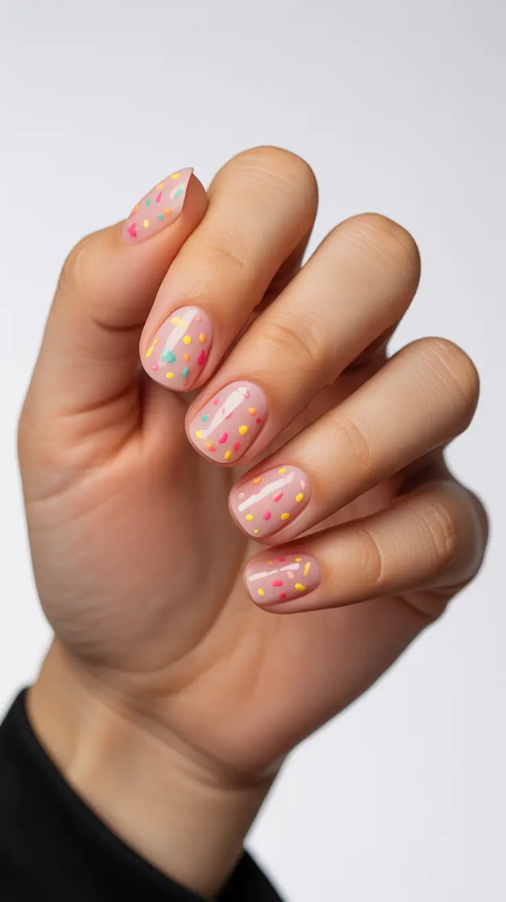 Creative Short Nails 2026 Confetti Dot Short Nails