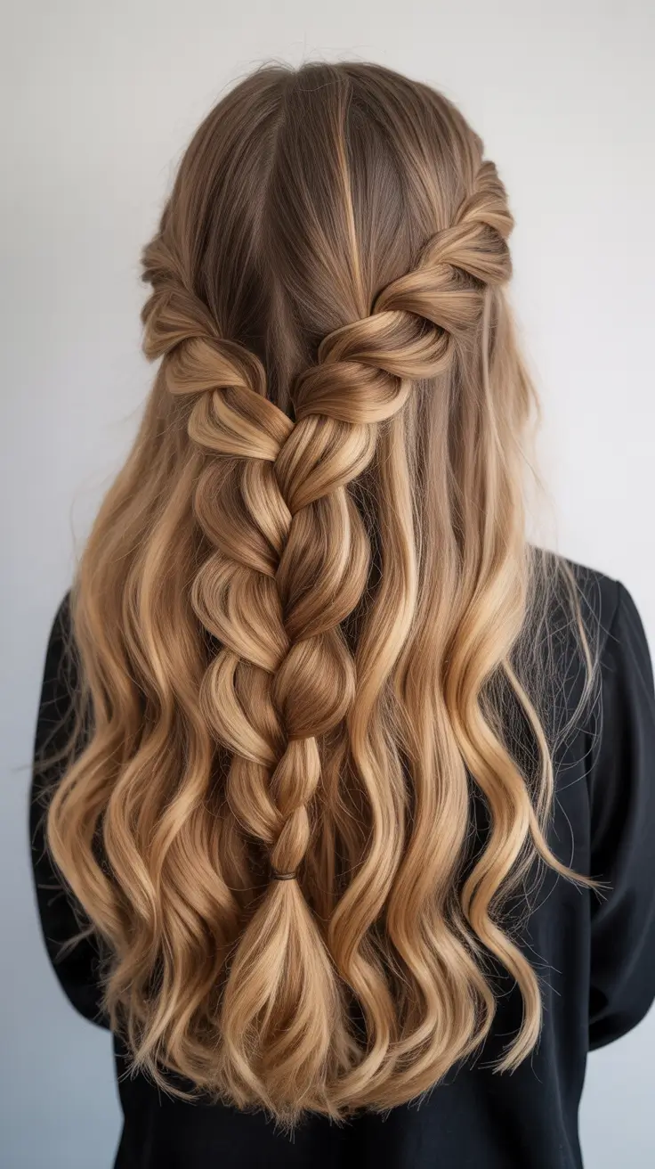 cute hairstyle 2026 Fishtail Braided Half-Up Style